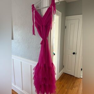 Floor Length Ruffle Pink Dress